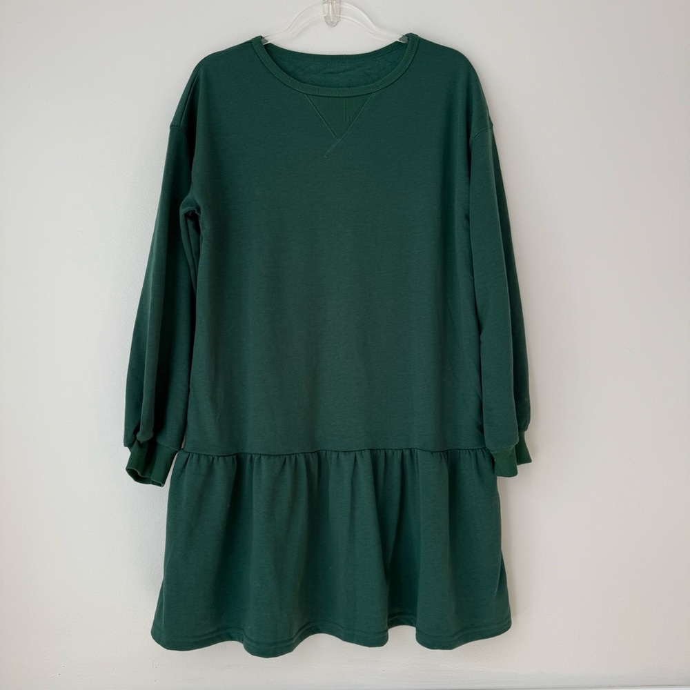 Green Long Sleeve Sweatshirt Dress‎ Sz M